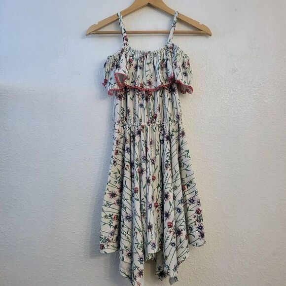 NWOT BCBGirls Floral Flowy Handkerchief Sundress: Lg: Ruffle Comfy Stretchy - Picture 1 of 6